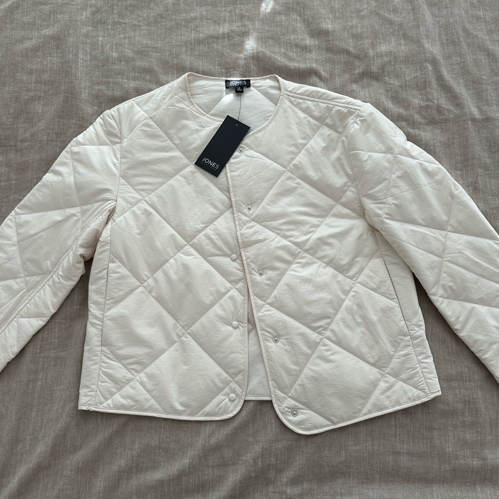 Jones New York Off-White Quilted Puffer Jacket